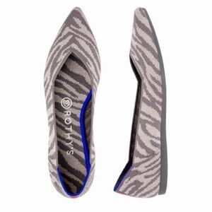 Rothy's The Point Retired Rare Gray Zebra Flats 9.5